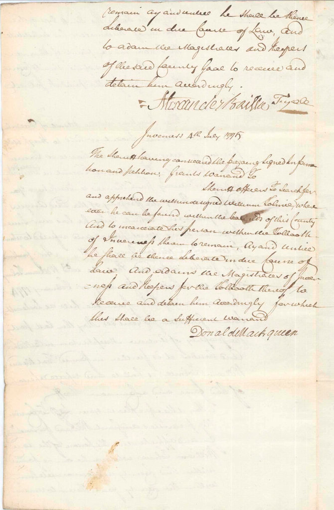 Application for Warrant for William Tolmie, 4 July 1775, p3 - High Life ...